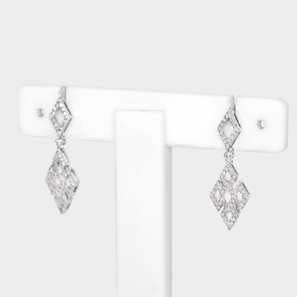 White Gold Diamond Mosaic Earrings - Picture 3 of 6